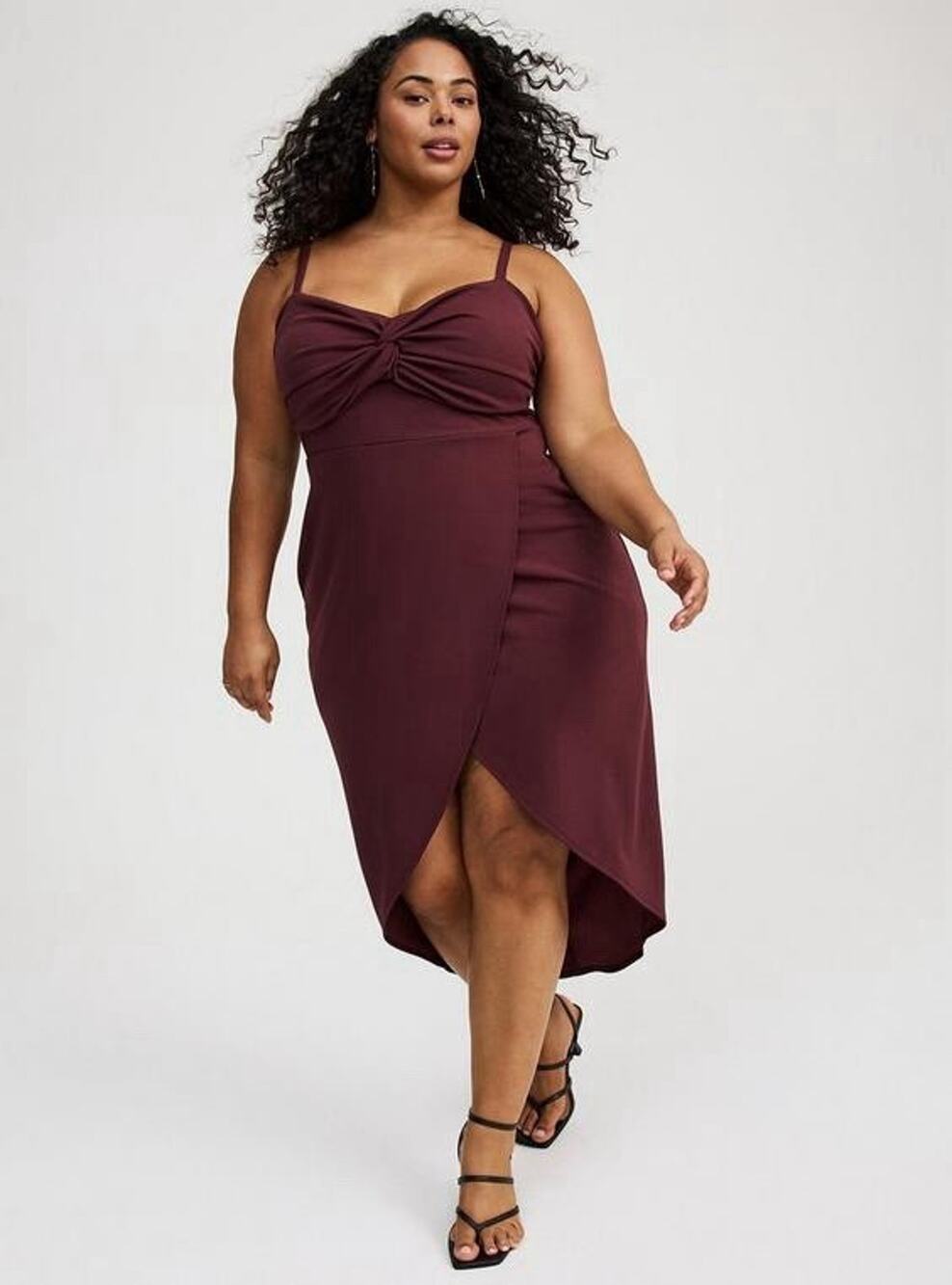 Torrid Women’s Twist Front Midi Dress Burgundy Size 30 NWT